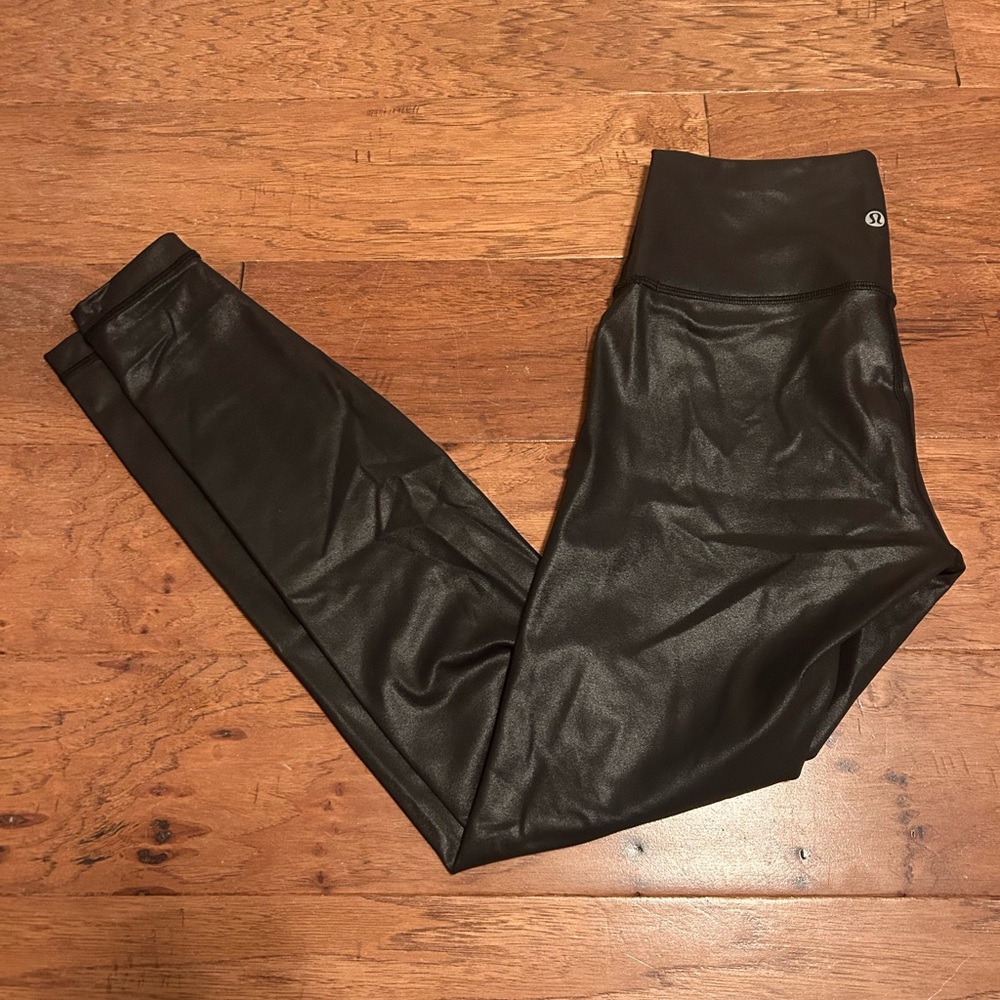 Lululemon Athletica Black Metallic-Looking Leggings